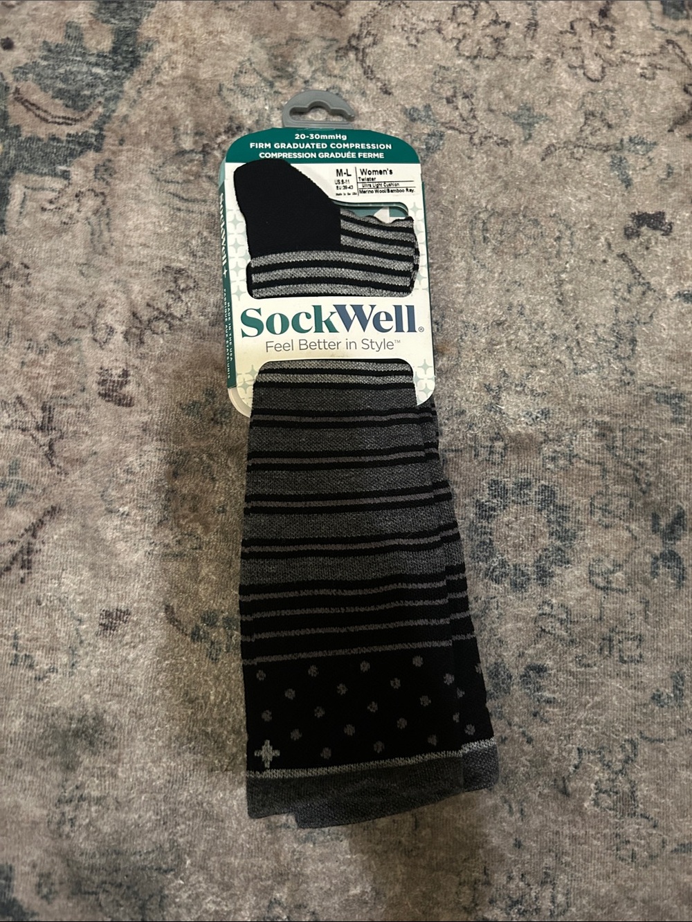 SockWell Women's Black & Gray Graduated Compression Socks